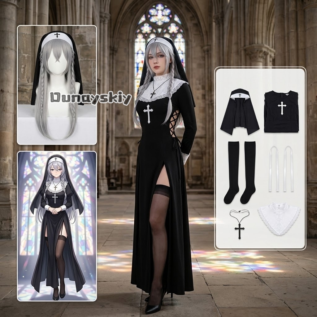 Anime Cosplay Nun - KS*06Original Nun Cos Outfit Black Lace