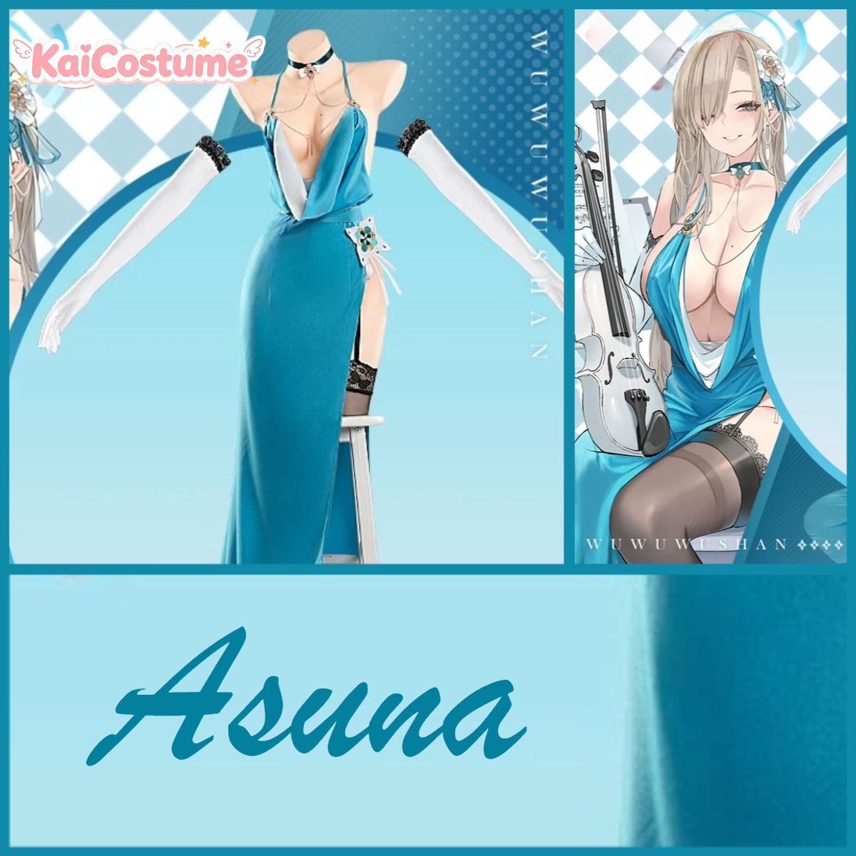 Anime Cosplay Female - Blue Archive Asuna Evening Gown Cosplay