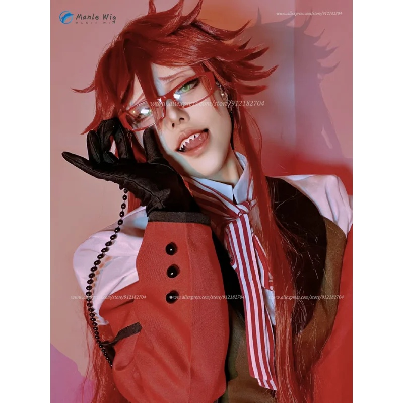 Anime Cosplay Red Hair - z;3,d'5,g\7/Grelle Sutcliff Anime Cosplay Wigs 90cm