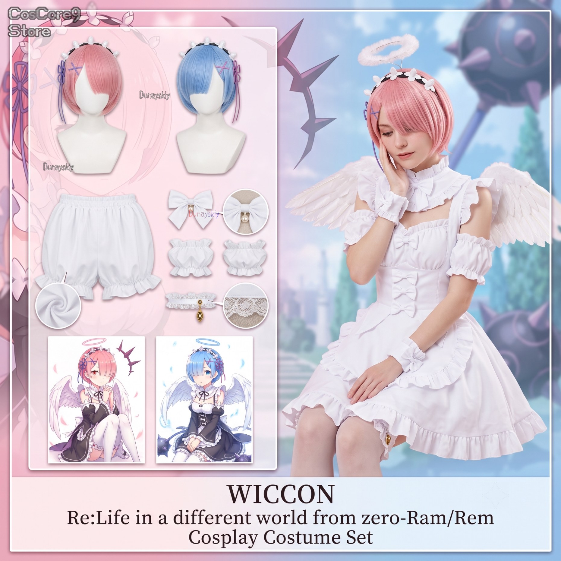 Re Zero Rem Wig - jirai kei wig Halloween Christmas party
