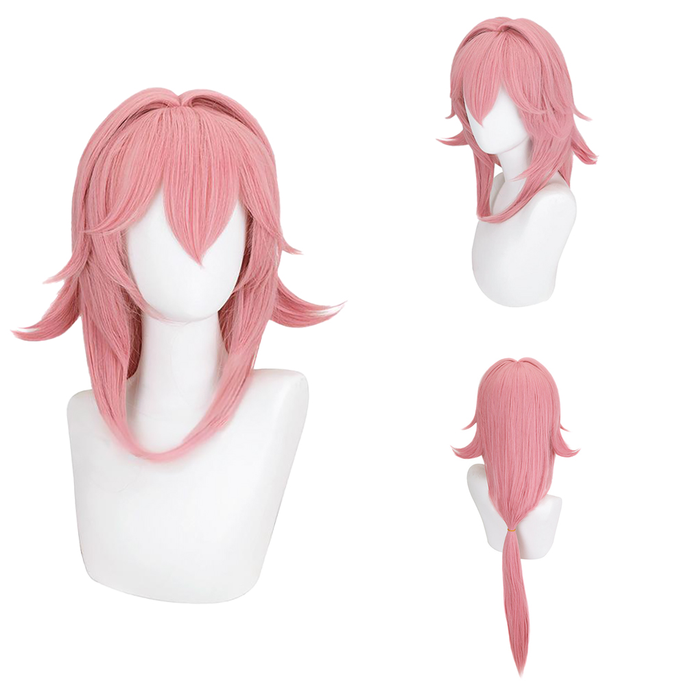 Yae Miko Cos Wig Pink Natural  - Anime Cosplay Photoshoot 评论和价格