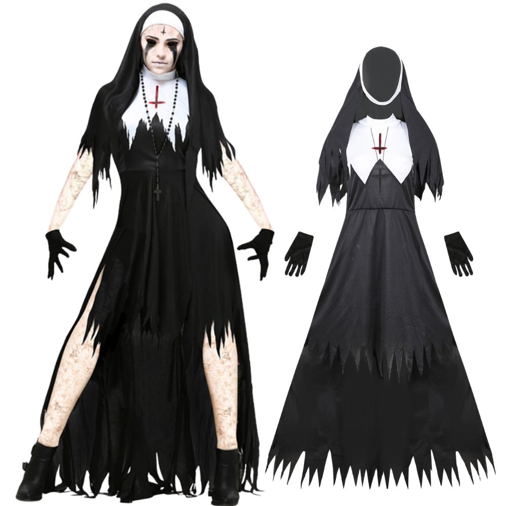 Horror Nun Zombie Set Women Ha - Anime Cosplay Nun 评论和价格