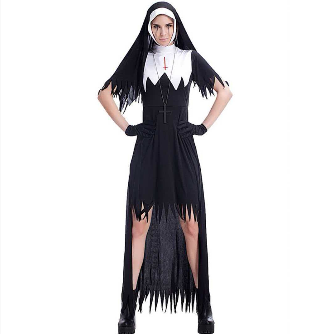Horror Nun Zombie Set Women Ha - Anime Cosplay Nun 评论和价格