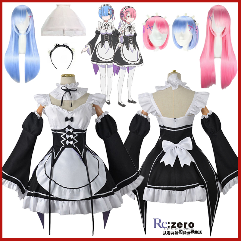 Anime Ram Rem Lolita Meid Cosp - Re Zero Rem Wig 评论和价格