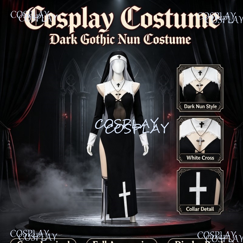 High Slit Uniform Suit For Hal - Anime Cosplay Nun 评论和价格